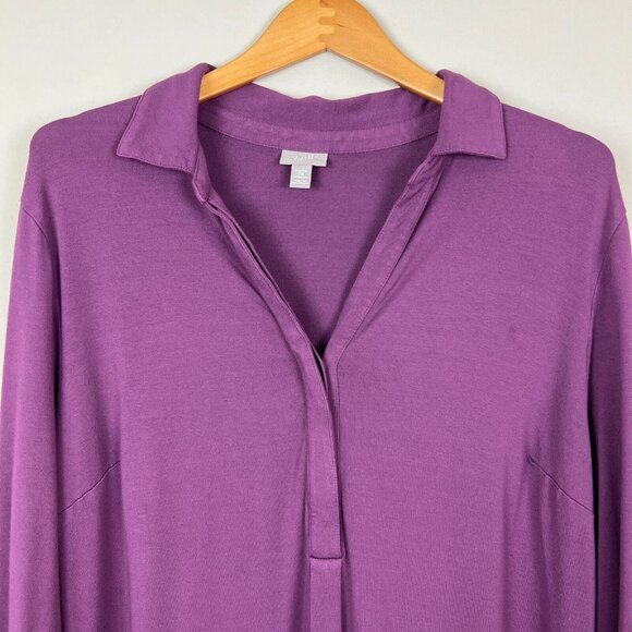 J Jill Dress 2X Shirt Plum Purple Shift Stretch Long Sleeve V-Neck Above Knee - Picture 2 of 13
